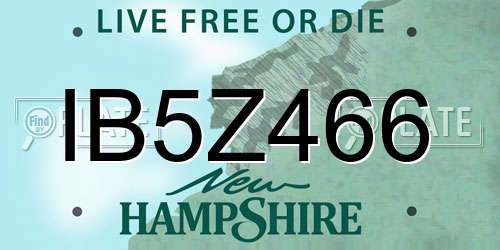 IB5Z466 New Hampshire License Plate
