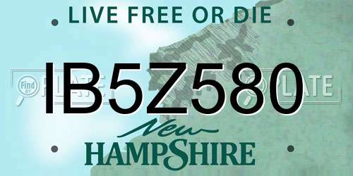 IB5Z580 New Hampshire License Plate