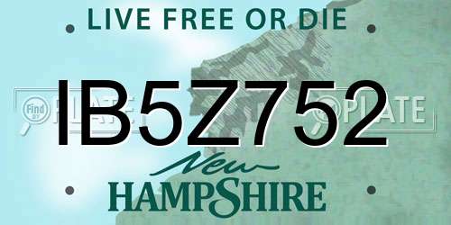 IB5Z752 New Hampshire License Plate