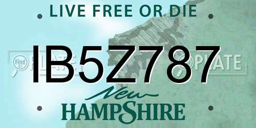IB5Z787 New Hampshire License Plate