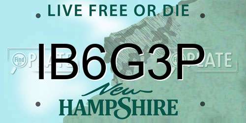 IB6G3P New Hampshire License Plate