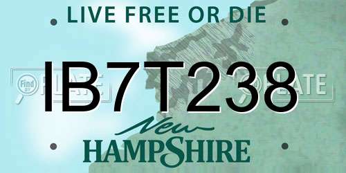 IB7T238 New Hampshire License Plate
