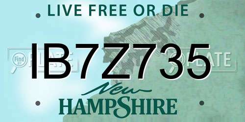 IB7Z735 New Hampshire License Plate