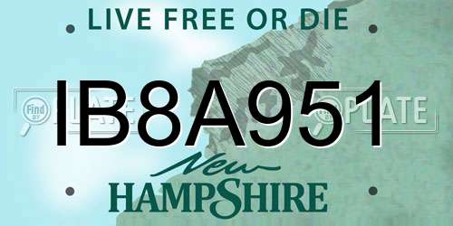 IB8A951 New Hampshire License Plate