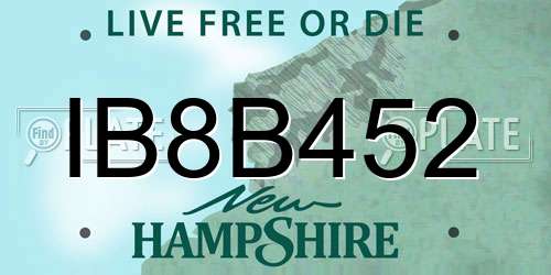 IB8B452 New Hampshire License Plate