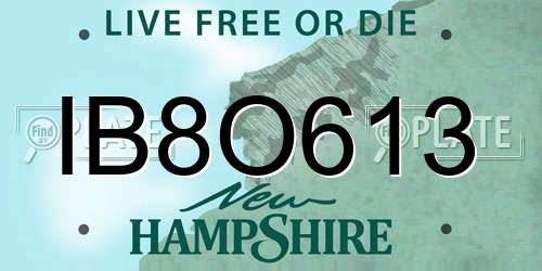 IB8O613 New Hampshire License Plate