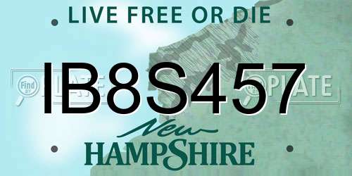IB8S457 New Hampshire License Plate
