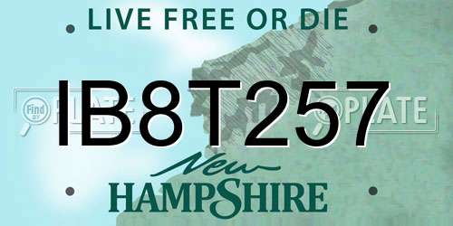IB8T257 New Hampshire License Plate
