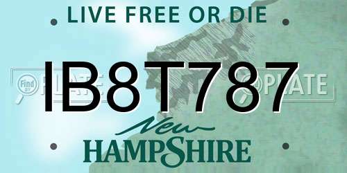 IB8T787 New Hampshire License Plate