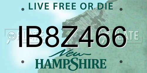 IB8Z466 New Hampshire License Plate