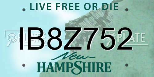 IB8Z752 New Hampshire License Plate