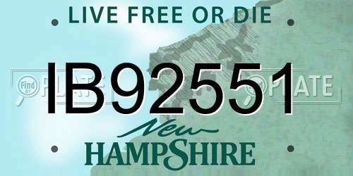 IB92551 New Hampshire License Plate