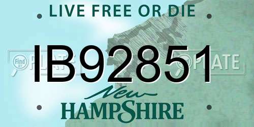 IB92851 New Hampshire License Plate