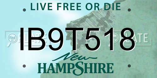 IB9T518 New Hampshire License Plate