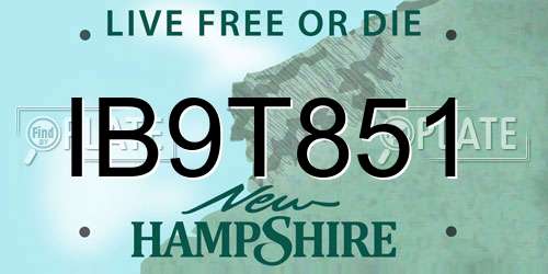 IB9T851 New Hampshire License Plate