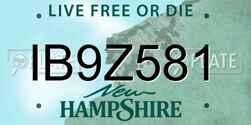 IB9Z581 New Hampshire License Plate