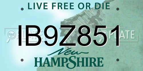 IB9Z851 New Hampshire License Plate