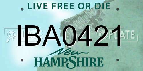 IBA0421 New Hampshire License Plate