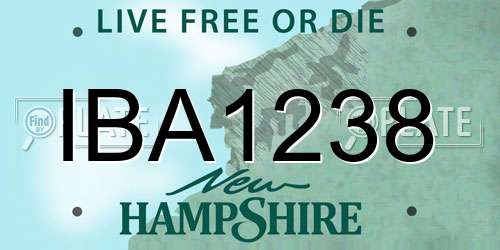 IBA1238 New Hampshire License Plate