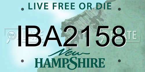 IBA2158 New Hampshire License Plate