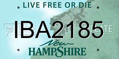 IBA2185 New Hampshire License Plate