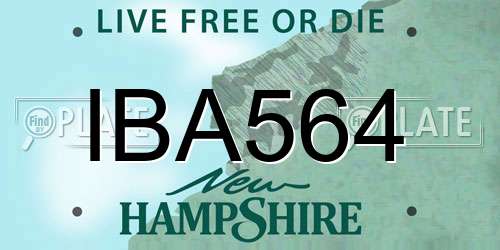 IBA564 New Hampshire License Plate