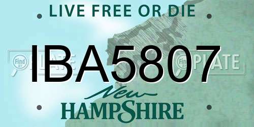 IBA5807 New Hampshire License Plate