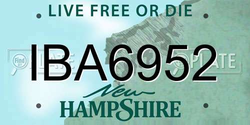 IBA6952 New Hampshire License Plate
