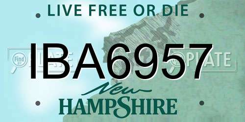 IBA6957 New Hampshire License Plate