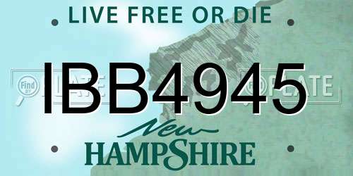 IBB4945 New Hampshire License Plate