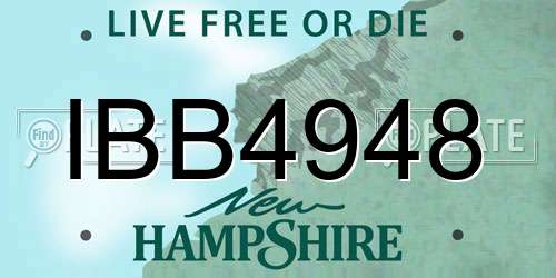 IBB4948 New Hampshire License Plate