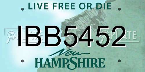 IBB5452 New Hampshire License Plate
