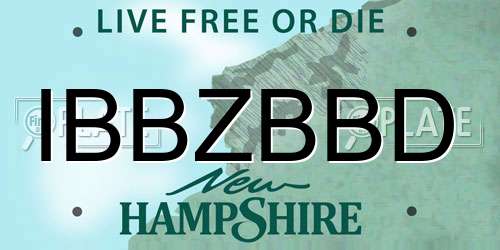 IBBZBBD New Hampshire License Plate
