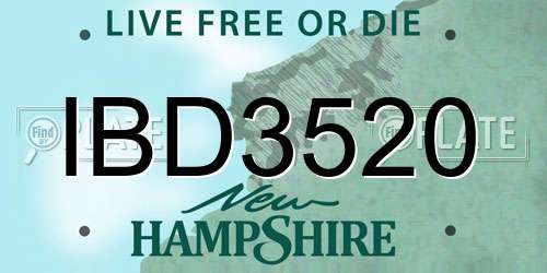 IBD3520 New Hampshire License Plate