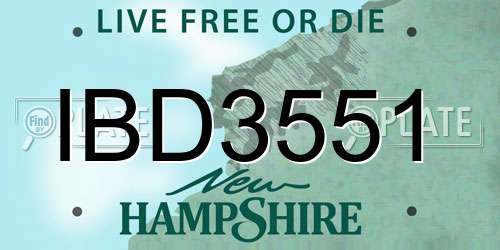 IBD3551 New Hampshire License Plate
