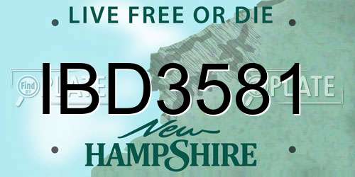 IBD3581 New Hampshire License Plate