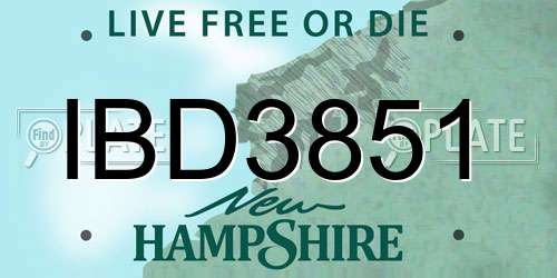 IBD3851 New Hampshire License Plate