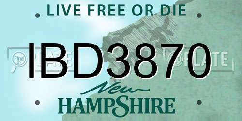 IBD3870 New Hampshire License Plate