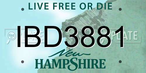 IBD3881 New Hampshire License Plate
