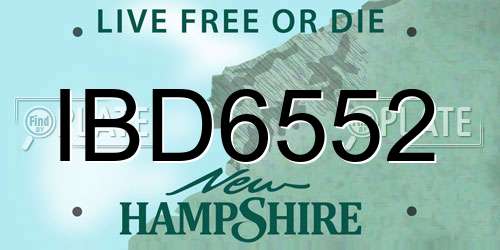 IBD6552 New Hampshire License Plate