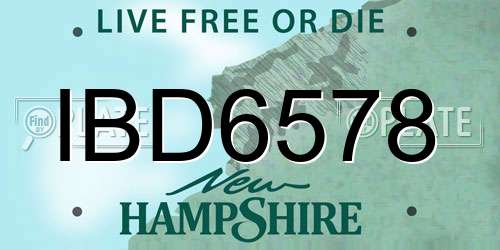 IBD6578 New Hampshire License Plate