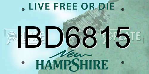 IBD6815 New Hampshire License Plate