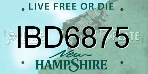 IBD6875 New Hampshire License Plate
