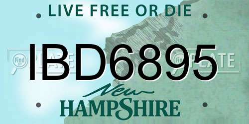 IBD6895 New Hampshire License Plate