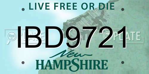 IBD9721 New Hampshire License Plate