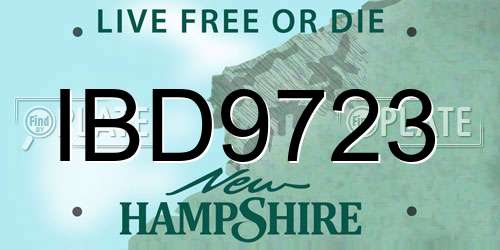 IBD9723 New Hampshire License Plate