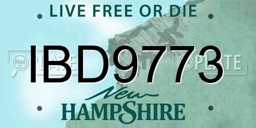 IBD9773 New Hampshire License Plate