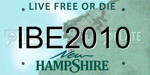 IBE2010 New Hampshire License Plate
