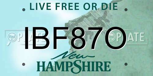 IBF87O New Hampshire License Plate