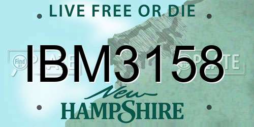 IBM3158 New Hampshire License Plate